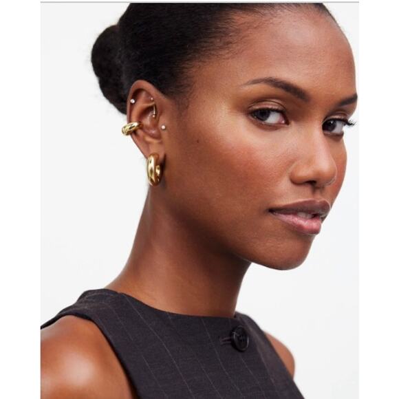 Madewell MW Small Donut Chunky Gold Fashion Hoop Earring NWT - Picture 2 of 2